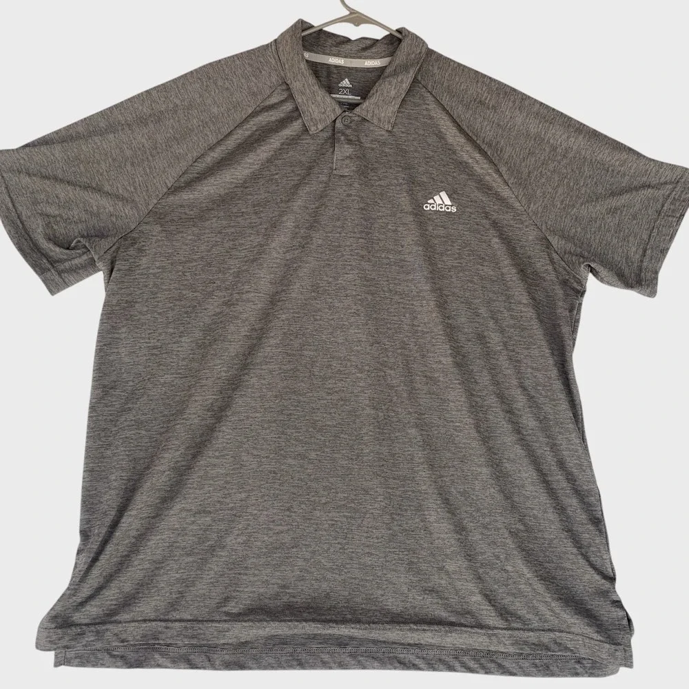 Adidas Golf Shirt Adult 2XL Gray Short Sleeve Golfing Logo Active Outdoors Mens
